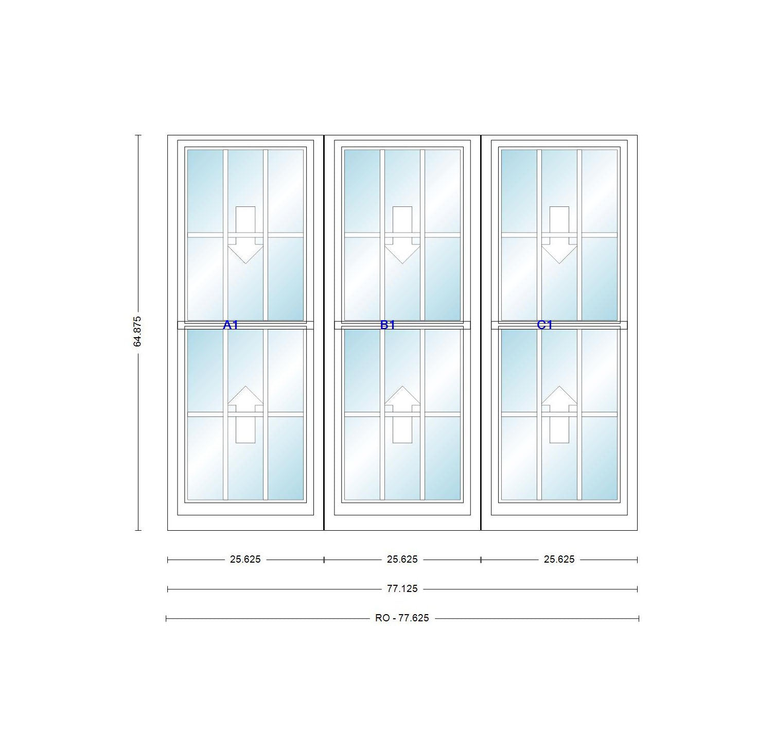 ANDERSEN Windows 400 Series Triple Double Hung Venting Window 77-1/8" Equal Sash Vinyl Exterior Wood Interior Low-E4 Dual Pane Glass Full Screen/Grilles/Tempered Optional TW20310-3, TW2042-3, TW2046-3, TW20410-3, Or TW2052-3
