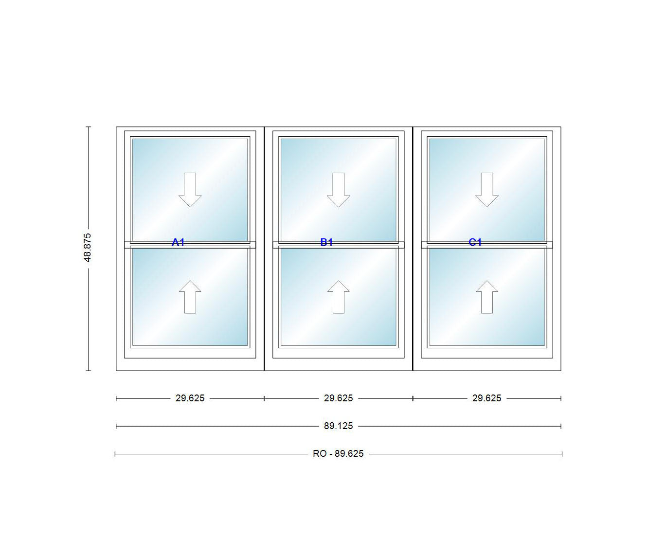 ANDERSEN Windows 400 Series Triple Double Hung Venting Window 89-1/8" Equal Sash Vinyl Exterior Wood Interior Low-E4 Dual Pane Glass Full Screen/Grilles/Tempered Optional TW24310-3, TW2442-3, TW2446-3, TW24410-3, Or TW2452-3