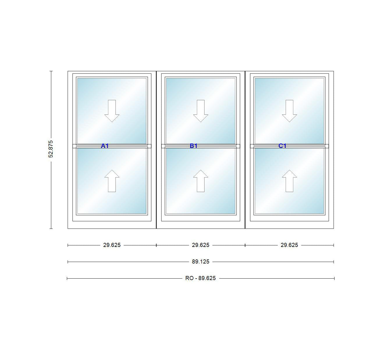 ANDERSEN Windows 400 Series Triple Double Hung Venting Window 89-1/8" Equal Sash Vinyl Exterior Wood Interior Low-E4 Dual Pane Glass Full Screen/Grilles/Tempered Optional TW24310-3, TW2442-3, TW2446-3, TW24410-3, Or TW2452-3
