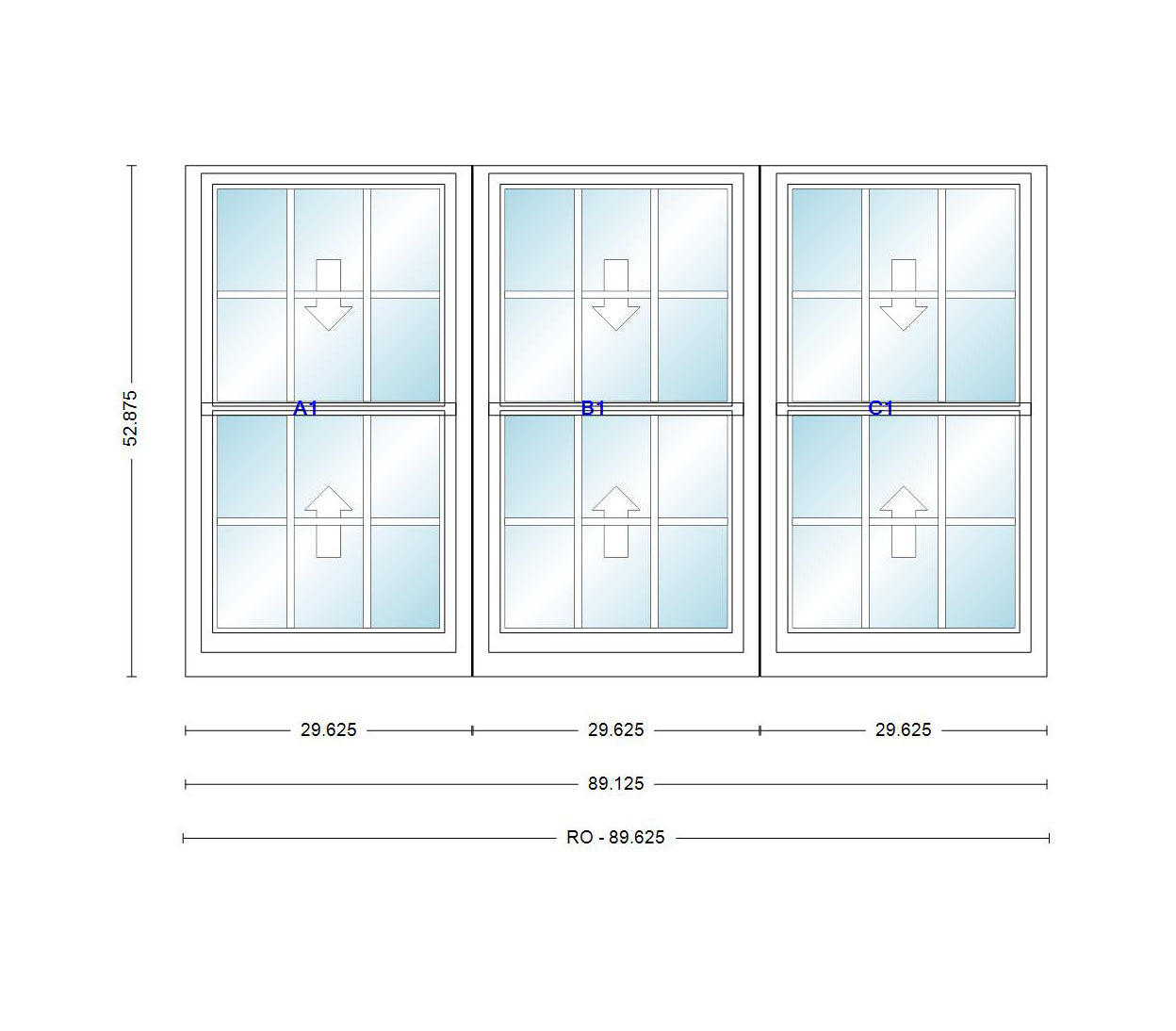 ANDERSEN Windows 400 Series Triple Double Hung Venting Window 89-1/8" Equal Sash Vinyl Exterior Wood Interior Low-E4 Dual Pane Glass Full Screen/Grilles/Tempered Optional TW24310-3, TW2442-3, TW2446-3, TW24410-3, Or TW2452-3