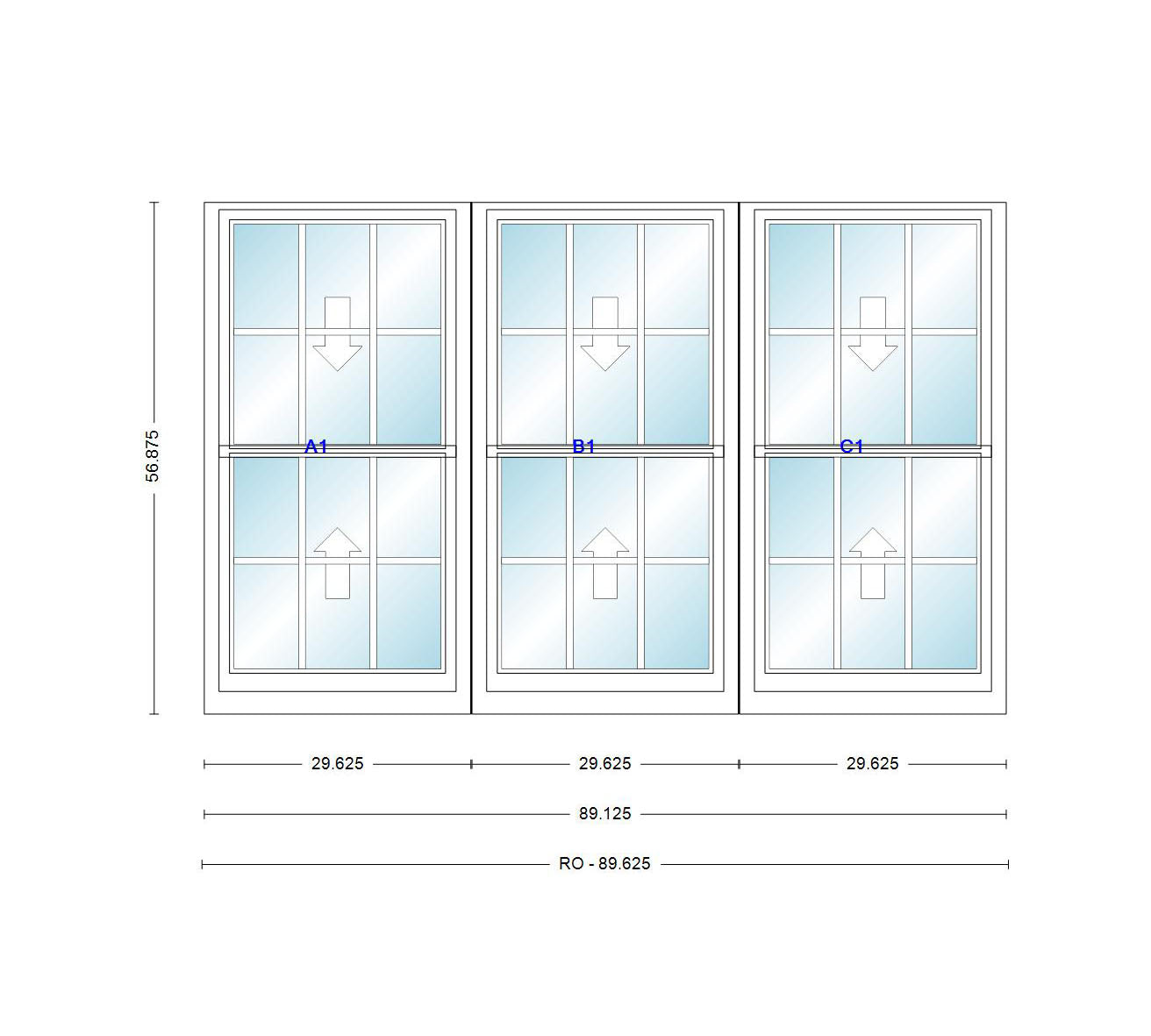 ANDERSEN Windows 400 Series Triple Double Hung Venting Window 89-1/8" Equal Sash Vinyl Exterior Wood Interior Low-E4 Dual Pane Glass Full Screen/Grilles/Tempered Optional TW24310-3, TW2442-3, TW2446-3, TW24410-3, Or TW2452-3