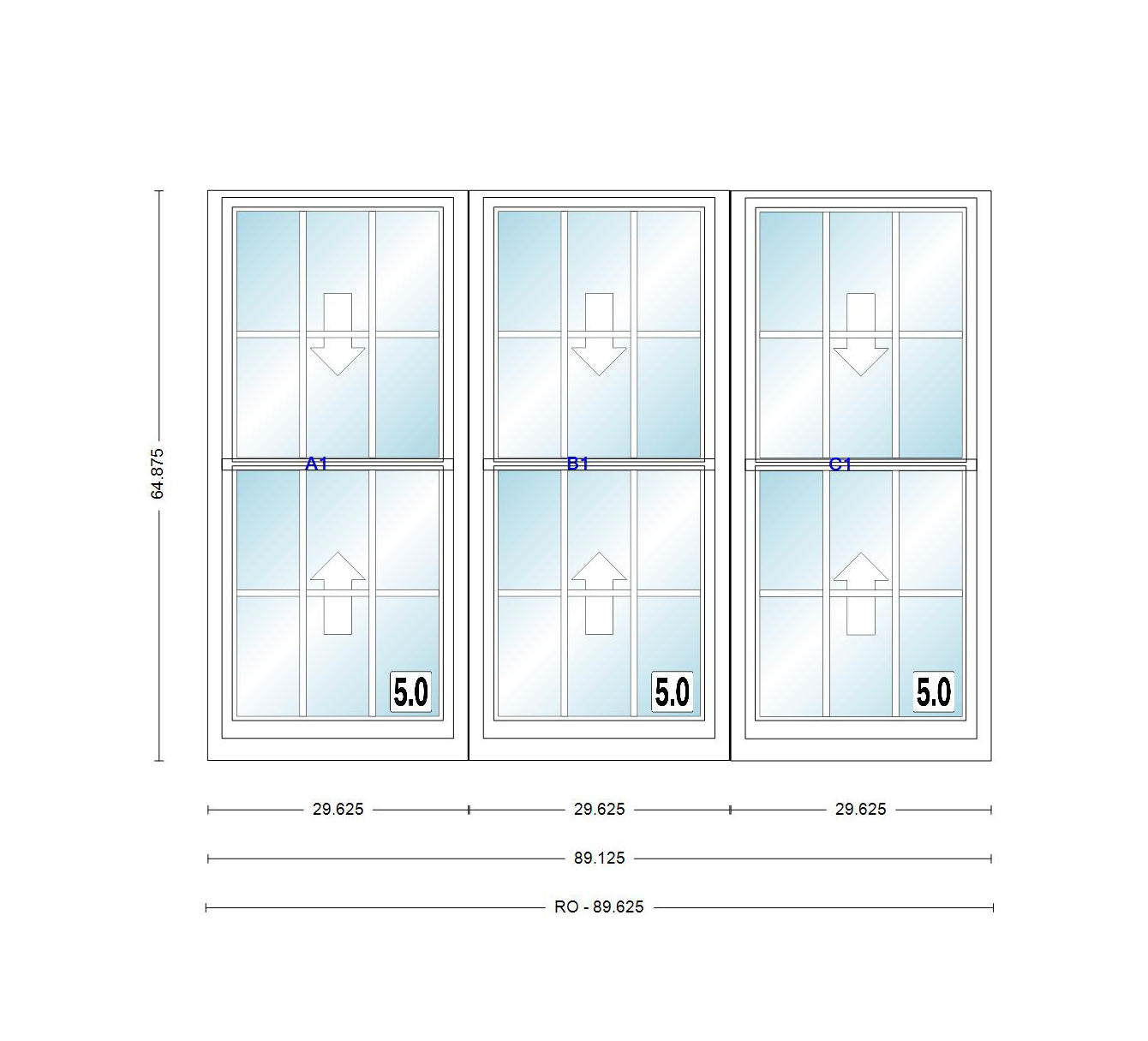 ANDERSEN Windows 400 Series Triple Double Hung Venting Window 89-1/8" Equal Sash Vinyl Exterior Wood Interior Low-E4 Dual Pane Glass Full Screen/Grilles/Tempered Optional TW24310-3, TW2442-3, TW2446-3, TW24410-3, Or TW2452-3