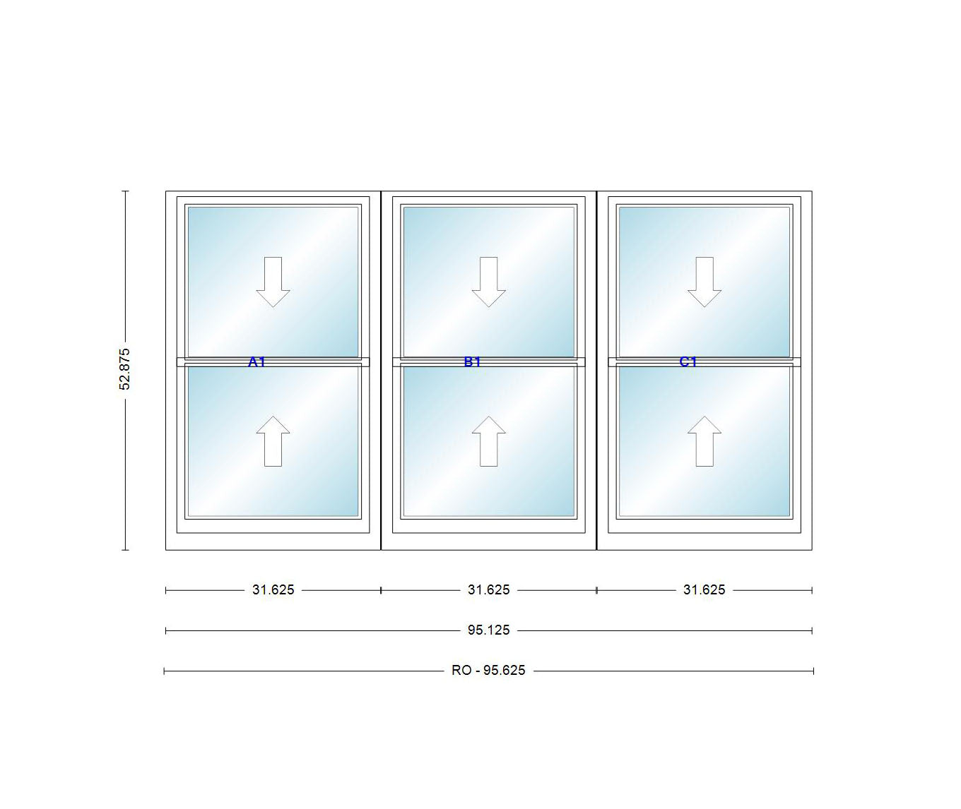 ANDERSEN Windows 400 Series Triple Double Hung Venting Window 95-1/8" Equal Sash Vinyl Exterior Wood Interior Low-E4 Dual Pane Glass Full Screen/Grilles/Tempered Optional TW26310-3, TW2642-3, TW2646-3, TW26410-3, Or TW2652-3