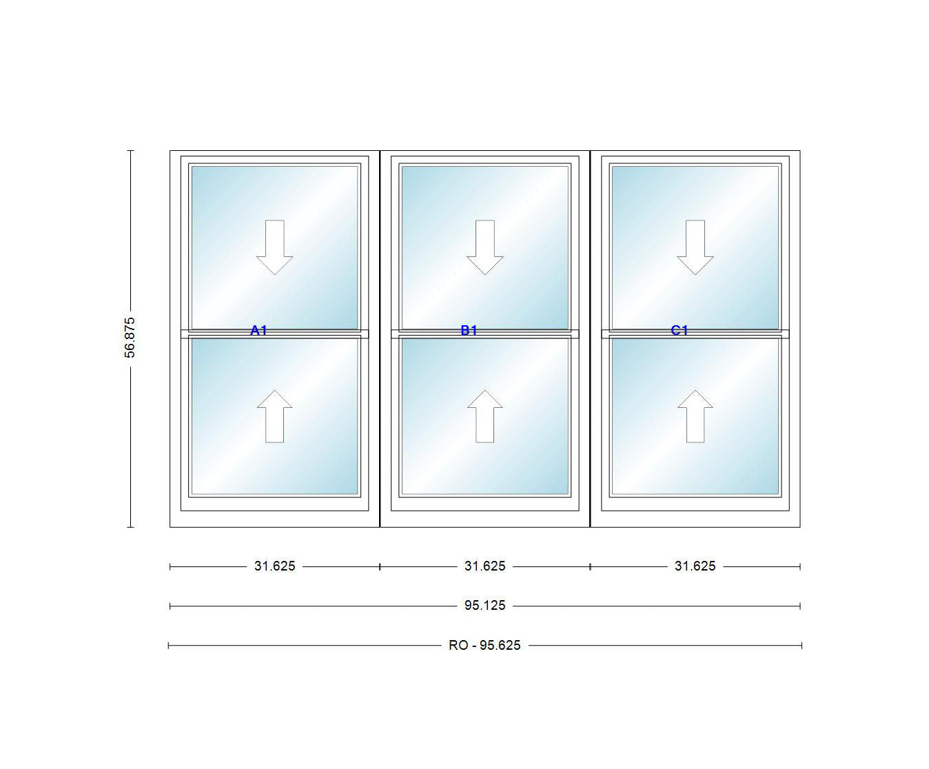 ANDERSEN Windows 400 Series Triple Double Hung Venting Window 95-1/8" Equal Sash Vinyl Exterior Wood Interior Low-E4 Dual Pane Glass Full Screen/Grilles/Tempered Optional TW26310-3, TW2642-3, TW2646-3, TW26410-3, Or TW2652-3