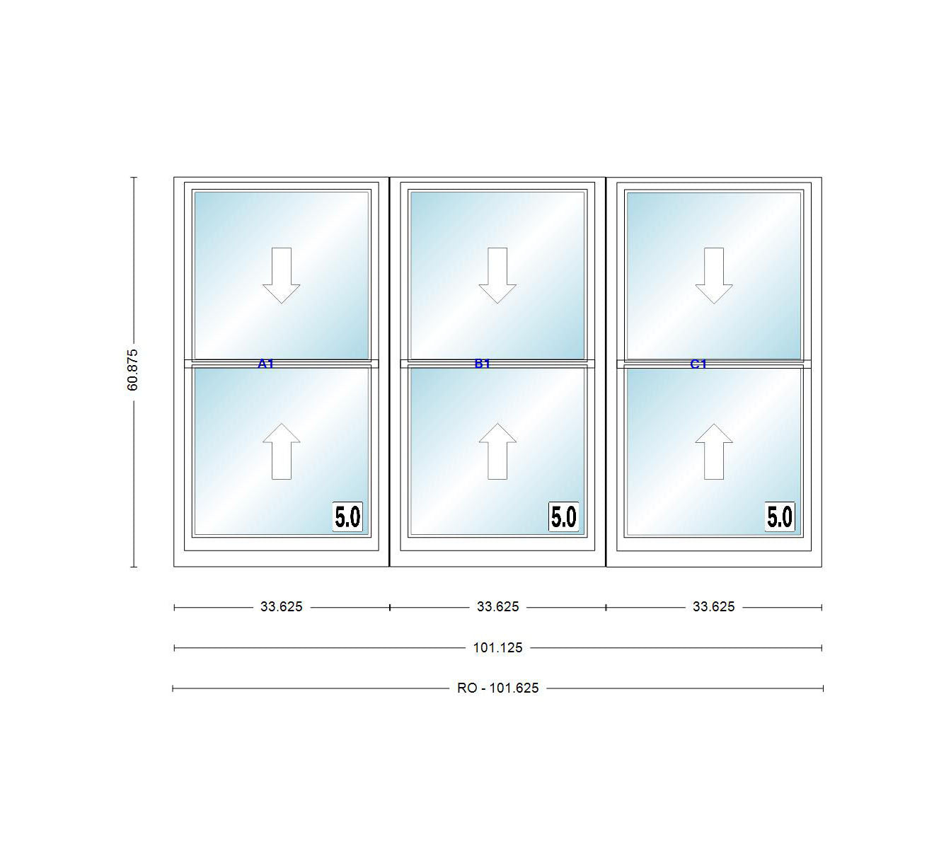 ANDERSEN Windows 400 Series Triple Double Hung Venting Window 101-1/8" Equal Sash Vinyl Exterior Wood Interior Low-E4 Dual Pane Glass Full Screen/Grilles/Tempered Optional TW28310-3, TW2842-3, TW2846-3, TW28410-3, Or TW2852-3