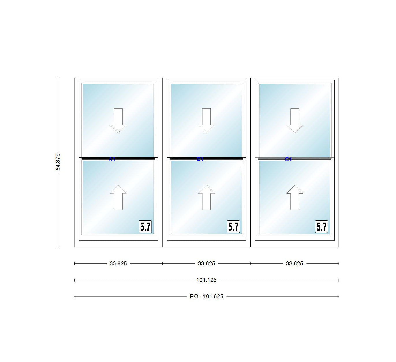 ANDERSEN Windows 400 Series Triple Double Hung Venting Window 101-1/8" Equal Sash Vinyl Exterior Wood Interior Low-E4 Dual Pane Glass Full Screen/Grilles/Tempered Optional TW28310-3, TW2842-3, TW2846-3, TW28410-3, Or TW2852-3