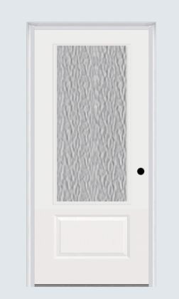 MMI 3/4 Lite 1 Panel 3'0" X 6'8" Fiberglass Smooth Textured/Privacy Glass Exterior Prehung Door 608