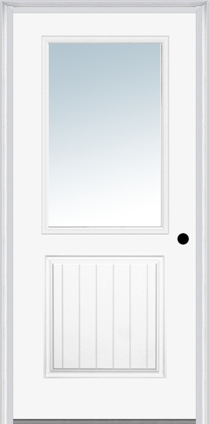 MMI 1/2 Lite 1 Panel Planked 6'8" Fiberglass Smooth Clear Glass Exterior Prehung Door 683