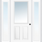 MMI 1/2 Lite 2 Panel 3'0" X 6'8" Fiberglass Smooth Exterior Prehung Door With 2 Full Lite Clear Glass Sidelights 122
