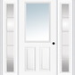 MMI 1/2 Lite 2 Panel 3'0" X 6'8" Fiberglass Smooth Exterior Prehung Door With 2 Full Lite SDL Grilles Glass Sidelights 122