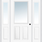 MMI 1/2 LITE 2 PANEL 3'0" X 6'8" FIBERGLASS SMOOTH EXTERIOR PREHUNG DOOR WITH 2 HALF LITE CLEAR GLASS SIDELIGHTS 122