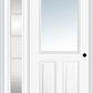MMI 1/2 Lite 2 Panel 3'0" X 6'8" Fiberglass Smooth Exterior Prehung Door With 1 Full Lite SDL Grilles Glass Sidelight 122
