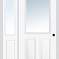 MMI 1/2 LITE 2 PANEL 3'0" X 6'8" FIBERGLASS SMOOTH EXTERIOR PREHUNG DOOR WITH 1 HALF LITE CLEAR GLASS SIDELIGHT 122