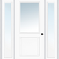MMI 1/2 Lite 1 Panel 3'0" X 6'8" Fiberglass Smooth Exterior Prehung Door With 2 Full Lite Clear Glass Sidelights 682