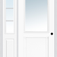 MMI 1/2 LITE 1 PANEL 3'0" X 6'8" FIBERGLASS SMOOTH EXTERIOR PREHUNG DOOR WITH 1 HALF LITE SDL GRILLES GLASS SIDELIGHT 682
