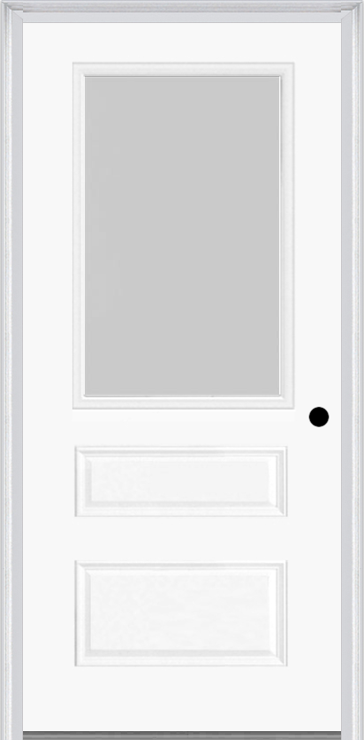 MMI 1/2 Lite Horizontal 2 Panel 3'0" X 6'8" Fiberglass Smooth Textured/Privacy Glass Exterior Prehung Door 631