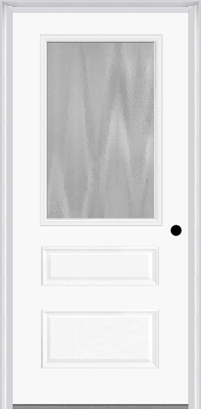MMI 1/2 Lite Horizontal 2 Panel 3'0" X 6'8" Fiberglass Smooth Textured/Privacy Glass Exterior Prehung Door 631
