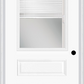 MMI 1/2 Lite Horizontal 2 Panel Raise/Lower Blinds 3'0" X 6'8" Fiberglass Smooth Clear Glass Exterior Prehung Door 631 RLB