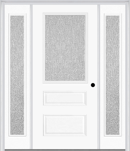 MMI 1/2 Lite Horizontal 2 Panel 3'0" X 6'8" Fiberglass Smooth Textured/Privacy Glass Exterior Prehung Door With 2 Full Lite Textured/Privacy Glass Sidelights 631