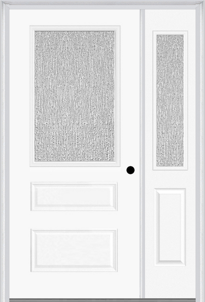 MMI 1/2 Lite Horizontal 2 Panel 3'0" X 6'8" Fiberglass Smooth Textured/Privacy Glass Exterior Prehung Door With 1 Half Lite Textured/Privacy Glass Sidelight 631