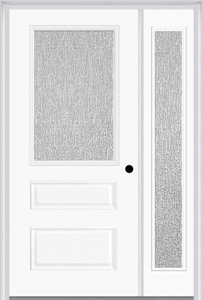 MMI 1/2 Lite Horizontal 2 Panel 3'0" X 6'8" Fiberglass Smooth Textured/Privacy Glass Exterior Prehung Door With 1 Full Lite Textured/Privacy Glass Sidelight 631