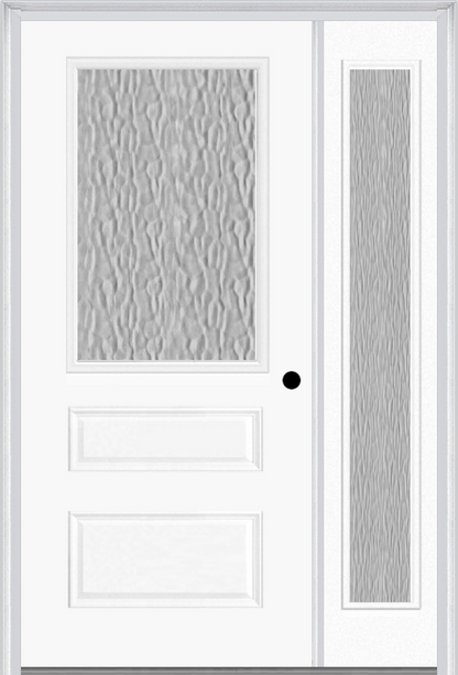 MMI 1/2 Lite Horizontal 2 Panel 3'0" X 6'8" Fiberglass Smooth Textured/Privacy Glass Exterior Prehung Door With 1 Full Lite Textured/Privacy Glass Sidelight 631