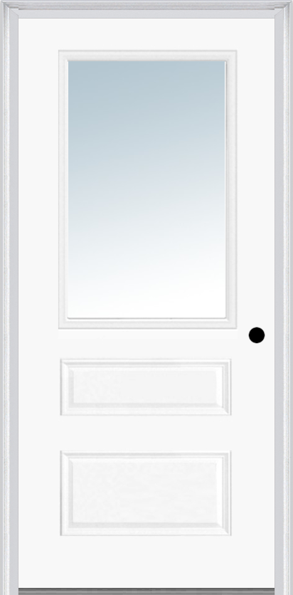 MMI 1/2 Lite Horizontal 2 Panel 3'0" X  6'8" Fiberglass Smooth Clear Glass Exterior Prehung Door 631