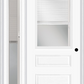 MMI 1/2 Lite Horizontal 2 Panel Raise/Lower Blinds 3'0" X 6'8" Fiberglass Smooth Clear Glass Exterior Prehung Door With 1 Full Lite Raise/Lower Blinds Clear Glass Sidelight 631 RLB 690 RLB