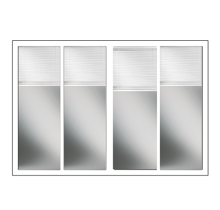 MI V3000 Series 10'0" X 6'8" Vinyl 4 Panel OXXO Sliding/Gliding Clear Low-E Argon Dual Pane Tempered Glass With White Rise/Lower Blinds/Shades Between The Glass Knocked Down Patio Door 1617 Screen Option