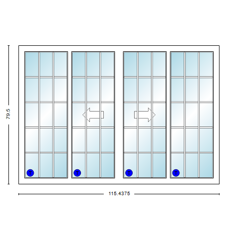 MI V3000 Series 10'0" X 6'8" Vinyl 4 Panel OXXO Sliding/Gliding Clear Dual Pane Low-E Argon Tempered Glass Knocked Down Patio Door 1617 Grilles/Screen Optional