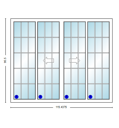 MI V3000 Series 10'0" X 8'0" Vinyl 4 Panel White OXXO Sliding/Gliding Clear Dual Pane HP Low-E Argon Tempered Glass Knocked Down Patio Door 1617 Grilles/Screen Optional