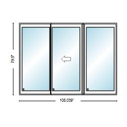 PELLA Lifestyle Series Contemporary 3 Panel OXO 108" X 79.5" Advanced Low-E Insulating Tempered Argon Fill Glass Assembled Sliding/Gliding Patio Door Grilles/Screen Options