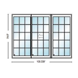 PELLA Lifestyle Series Contemporary 3 Panel OXO 108" X 79.5" Advanced Low-E Insulating Tempered Argon Fill Glass Assembled Sliding/Gliding Patio Door Grilles/Screen Options