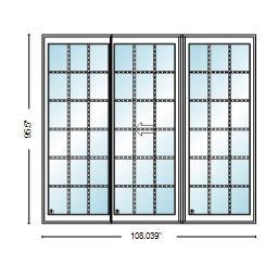 PELLA Lifestyle Series Contemporary 3 Panel OXO 108" X 95.5" Advanced Low-E Insulating Tempered Argon Fill Glass Assembled Sliding/Gliding Patio Door Grilles/Screen Options