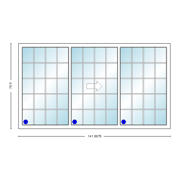 MI V3000 Series 12'0" X 6'8" Vinyl 3 Panel White Sliding/Gliding Clear Tempered Dual Pane Low-E Argon Glass Knocked Down Patio Door 1617 Grilles/Screen Optional