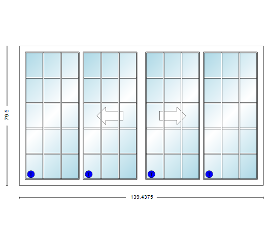 MI V3000 Series 12'0" X 6'8" Vinyl 4 Panel OXXO Sliding/Gliding Clear Dual Pane Low-E Argon Tempered Glass Knocked Down Patio Door 1617 Grilles/Screen Optional