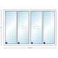 MI V3000 Series 12'0" X 8'0" Vinyl 4 Panel White OXXO Sliding/Gliding Clear Dual Pane HP Low-E Argon Tempered Glass Knocked Down Patio Door 1617 Grilles/Screen Optional