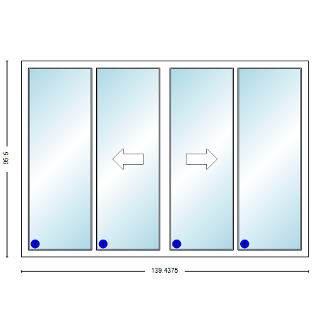 MI V3000 Series 12'0" X 8'0" Vinyl 4 Panel White OXXO Sliding/Gliding Clear Dual Pane HP Low-E Argon Tempered Glass Knocked Down Patio Door 1617 Grilles/Screen Optional