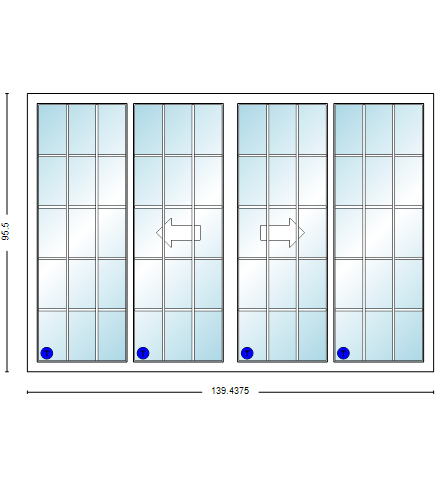 MI V3000 Series 12'0" X 8'0" Vinyl 4 Panel White OXXO Sliding/Gliding Clear Dual Pane HP Low-E Argon Tempered Glass Knocked Down Patio Door 1617 Grilles/Screen Optional