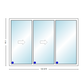 MI V3000 Series 12'0" X 8'0" Vinyl 3 Panel Multi-Slide White Sliding/Gliding HP Low-E Clear Dual Pane Tempered Glass Knocked Down Patio Door 1618 Grilles Options