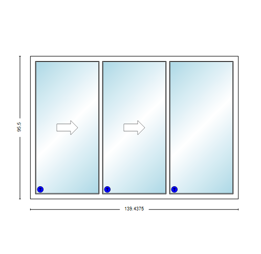 MI V3000 Series 12'0" X 8'0" Vinyl 3 Panel Multi-Slide White Sliding/Gliding HP Low-E Clear Dual Pane Tempered Glass Knocked Down Patio Door 1618 Grilles Options