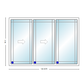MI V3000 Series 12'0" X 8'0" Vinyl 3 Panel Multi-Slide White Sliding/Gliding HP Low-E Clear Dual Pane Tempered Glass Knocked Down Patio Door 1618 Grilles Options