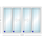 MI V3000 Series 12'0" X 8'0" Vinyl 4 Panel White OXXO Sliding/Gliding Clear Dual Pane HP Low-E Argon Tempered Glass Knocked Down Patio Door 1617 Grilles/Screen Optional