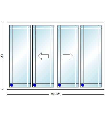 MI V3000 Series 12'0" X 8'0" Vinyl 4 Panel White OXXO Sliding/Gliding Clear Dual Pane HP Low-E Argon Tempered Glass Knocked Down Patio Door 1617 Grilles/Screen Optional