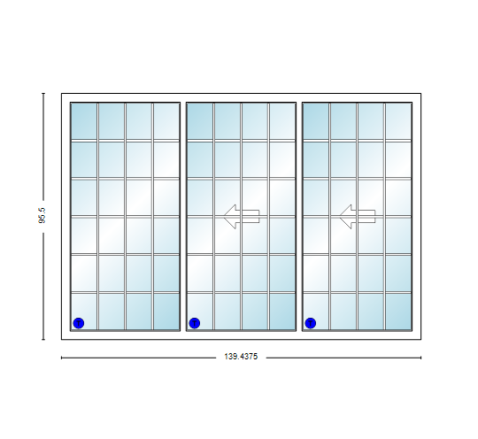 MI V3000 Series 12'0" X 8'0" Vinyl 3 Panel Multi-Slide White Sliding/Gliding HP Low-E Clear Dual Pane Tempered Glass Knocked Down Patio Door 1618 Grilles Options
