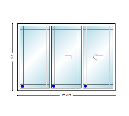 MI V3000 Series 12'0" X 8'0" Vinyl 3 Panel Multi-Slide White Sliding/Gliding HP Low-E Clear Dual Pane Tempered Glass Knocked Down Patio Door 1618 Grilles Options