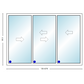 MI V3000 Series 12'0" X 8'0" Vinyl 3 Panel Multi-Slide White Sliding/Gliding HP Low-E Clear Dual Pane Tempered Glass Knocked Down Patio Door 1618 Grilles Options