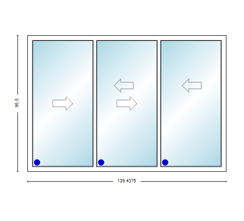 MI V3000 Series 12'0" X 8'0" Vinyl 3 Panel Multi-Slide White Sliding/Gliding HP Low-E Clear Dual Pane Tempered Glass Knocked Down Patio Door 1618 Grilles Options