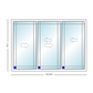 MI V3000 Series 12'0" X 8'0" Vinyl 3 Panel Multi-Slide White Sliding/Gliding HP Low-E Clear Dual Pane Tempered Glass Knocked Down Patio Door 1618 Grilles Options