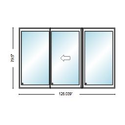 PELLA Lifestyle Series Contemporary 3 Panel OXO 126" X 79.5" Advanced Low-E Insulating Tempered Argon Fill Glass Assembled Sliding/Gliding Patio Door Grilles/Screen Options